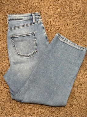 LC Lauren Conrad Women’s Cropped Light Blue Straight-Leg Raw Edge Jeans Sz 10